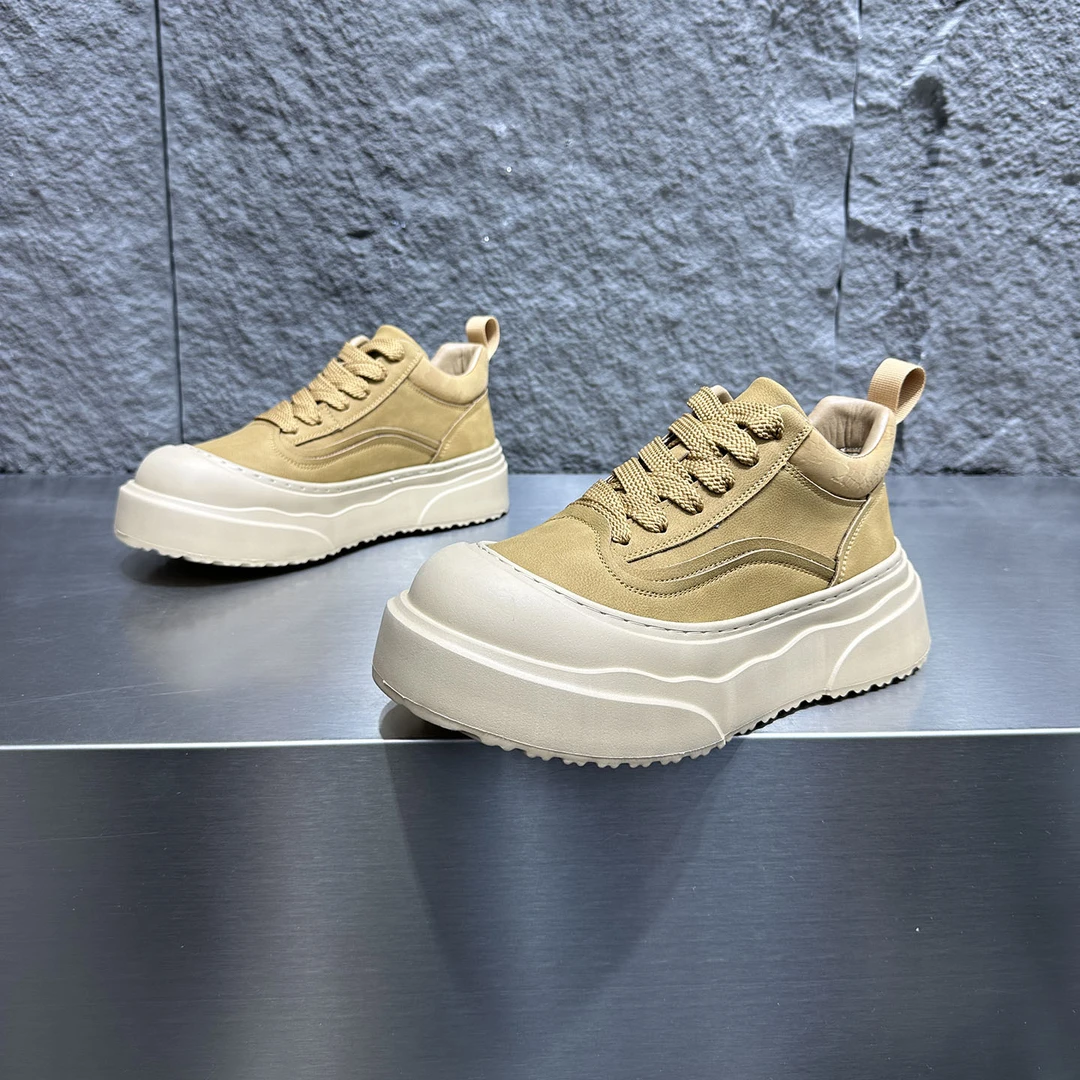 英伦风马丁靴男冬季新款加绒保暖皮面大头皮鞋男士厚底增高休闲鞋