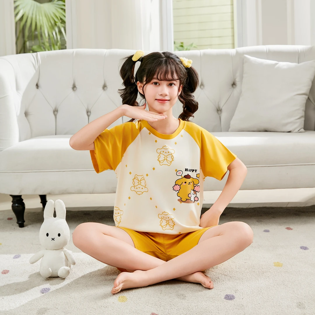 夏季新款睡衣儿童女孩薄款短袖公主风中大童可爱空调服家居服套装