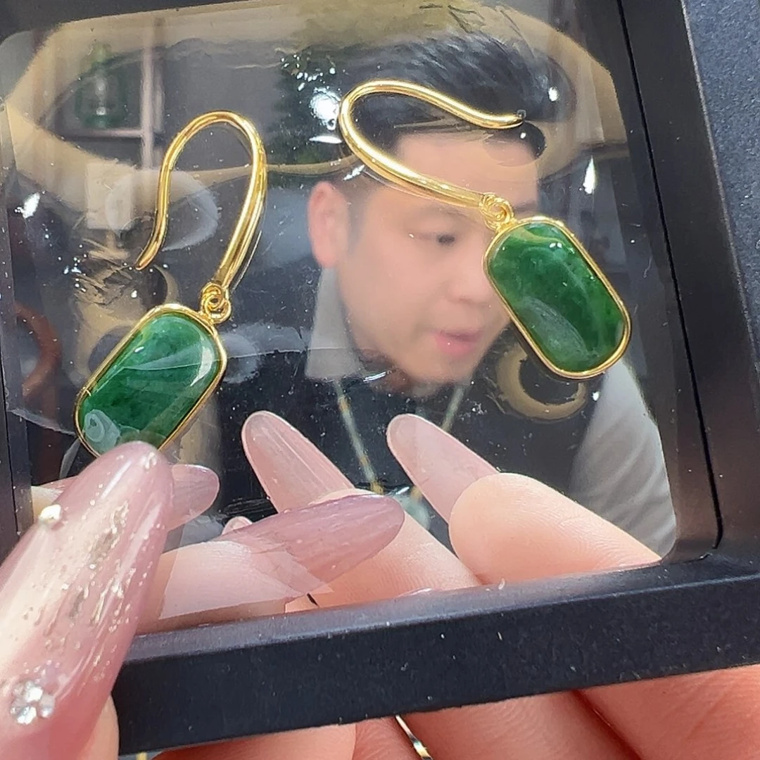 翡翠耳饰银S925镶嵌耳环28