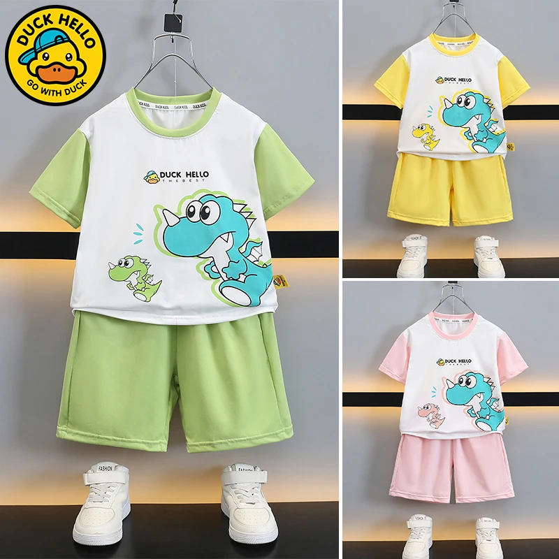 【小黄鸭专柜】儿童夏季可爱卡通套装2025新款中小童男女宝短袖短