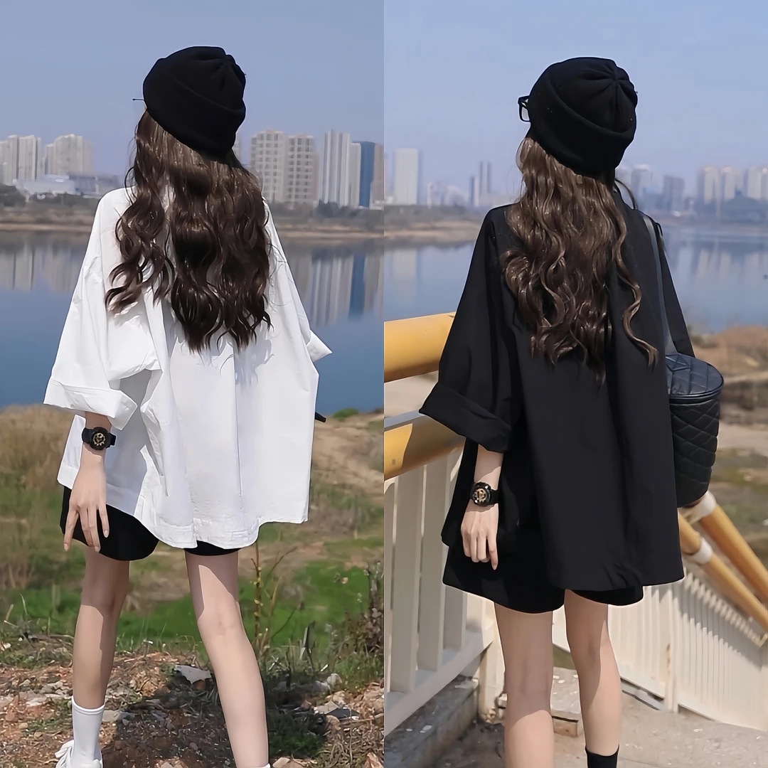 大码女装法式时尚设计感小众宽松衬衫2025夏季新款休闲显瘦短裤