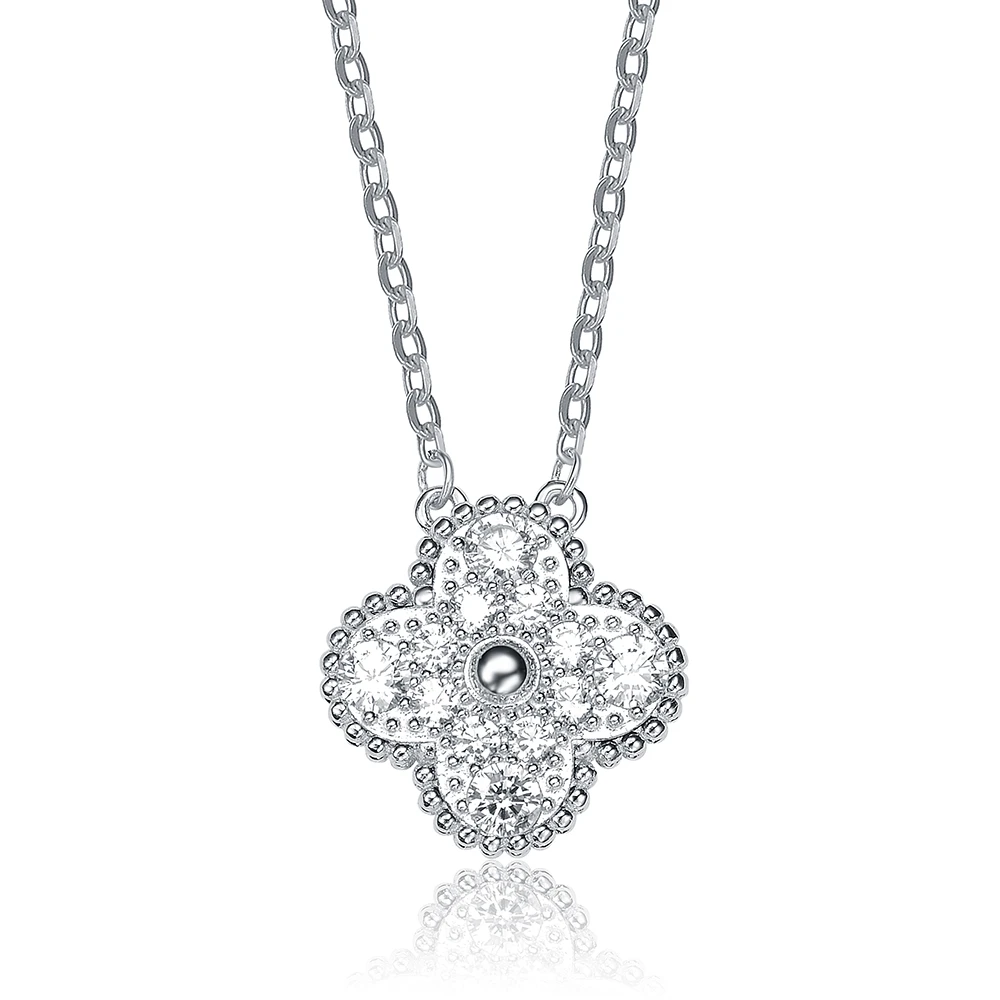 坠链均925银 经典爆闪奢华版四叶套链