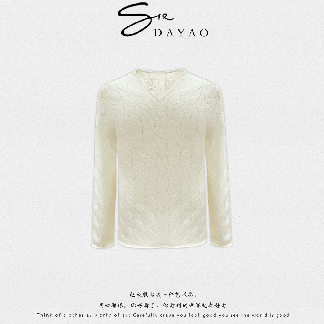 「DAYAO」25s秋冬新款轻奢时尚长袖百搭显瘦V领针织衫WYAF25119