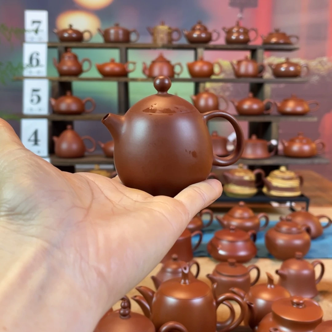 茶壶紫砂.****.潮州手工手拉朱泥龙蛋壶