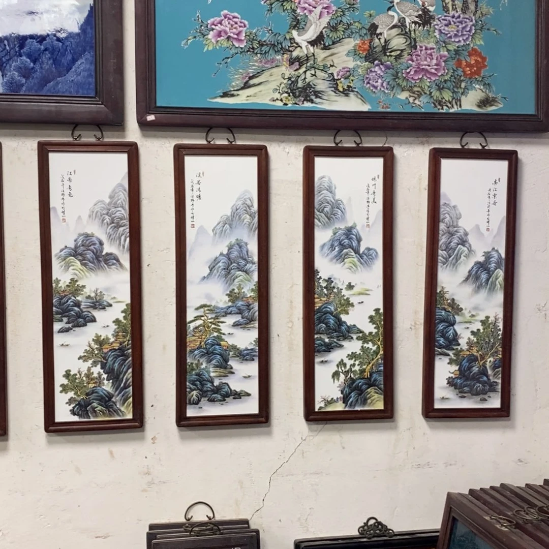 瓷片80*28*4景德镇瓷板画柴窑烧制