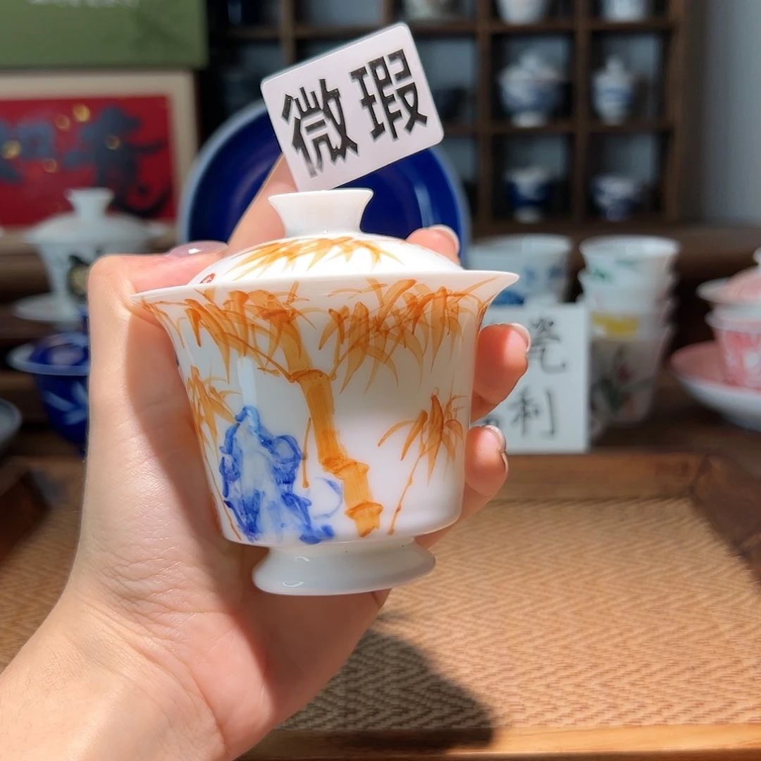 【闪购商品】微瑕 手绘 盖碗