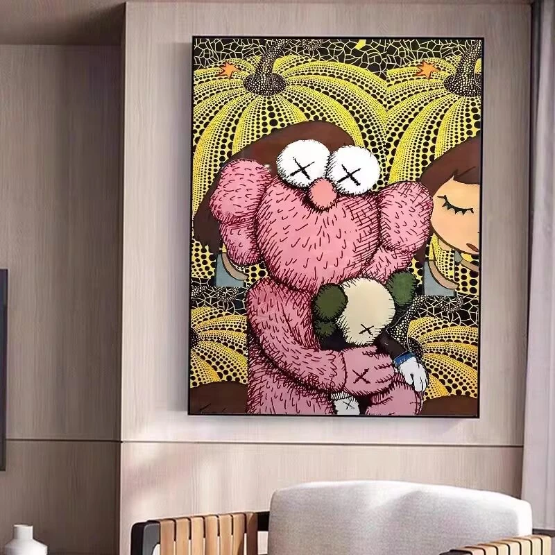 草间弥生挂画KAWS奈良美智联名潮流画装饰画客厅卧室墙壁画L06