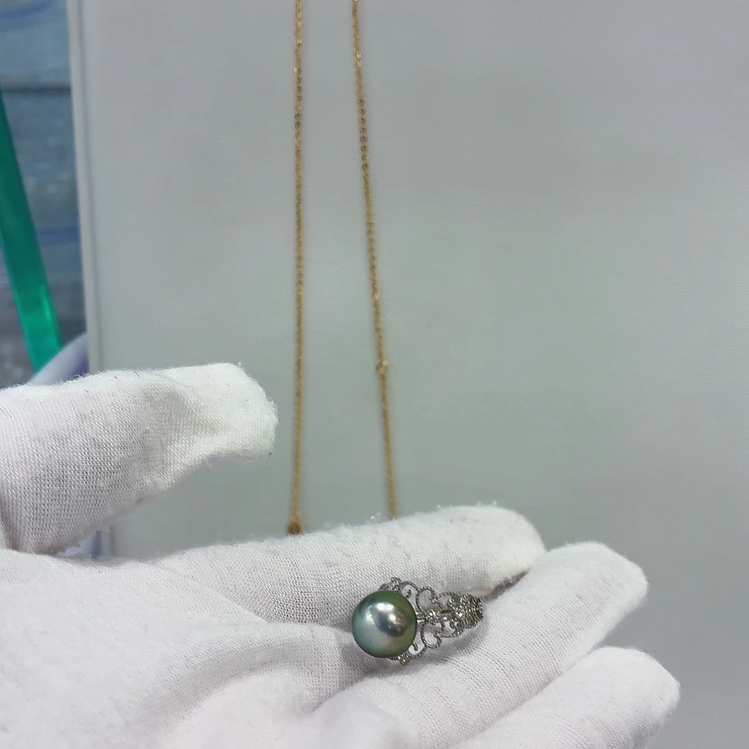 银S925镶嵌戒指海水珍珠