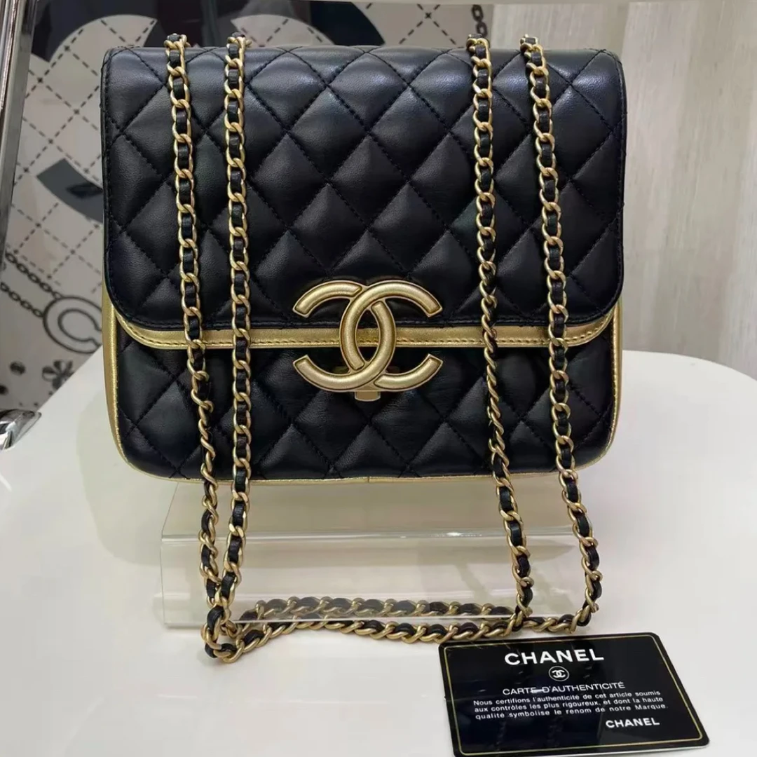95新 Chanel/香奈儿 香奈儿 2664 Chanel 埃及系列黑拼金方胖子