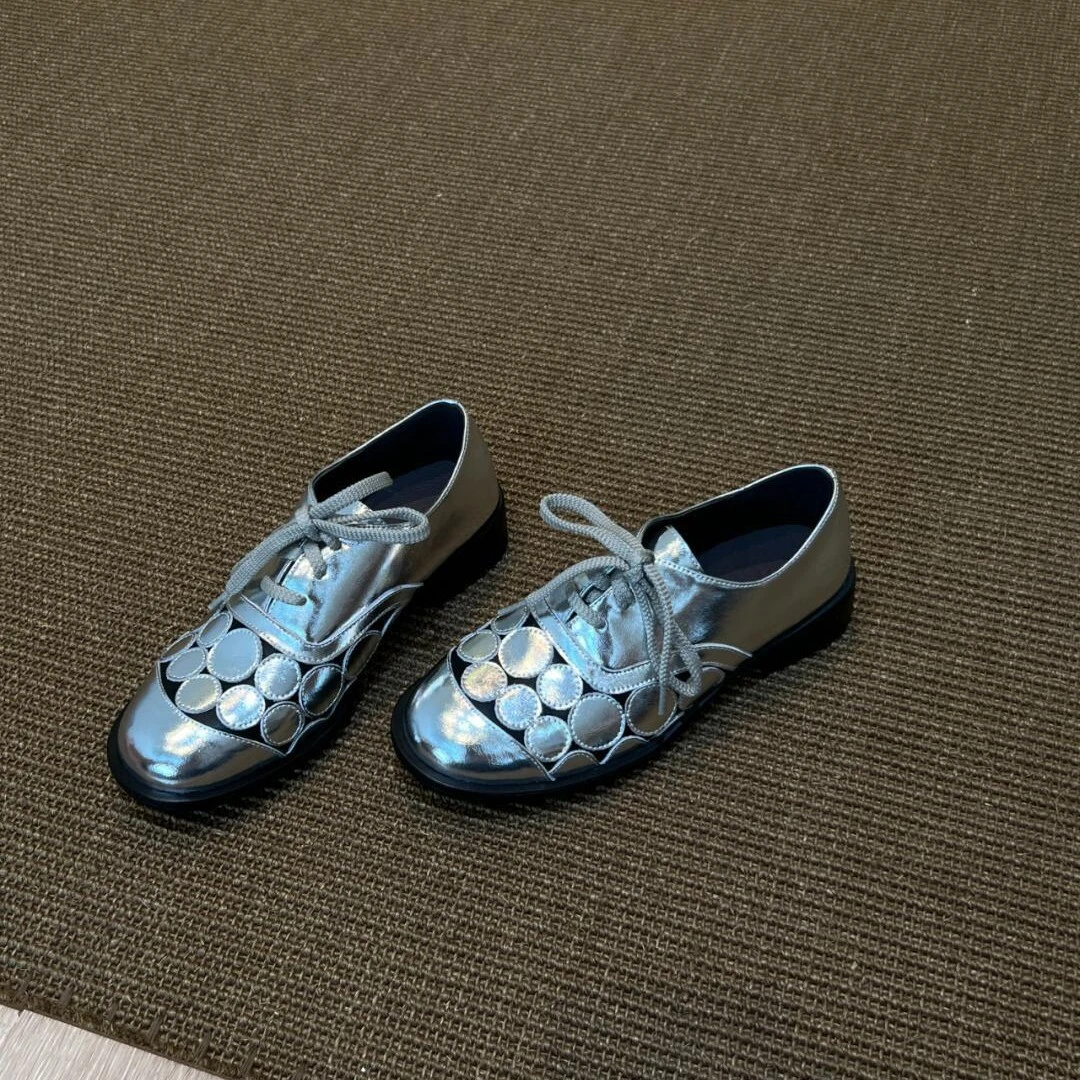 .软羊皮！2025新款法式复古风圆头系带德训鞋女百搭内增高单鞋休