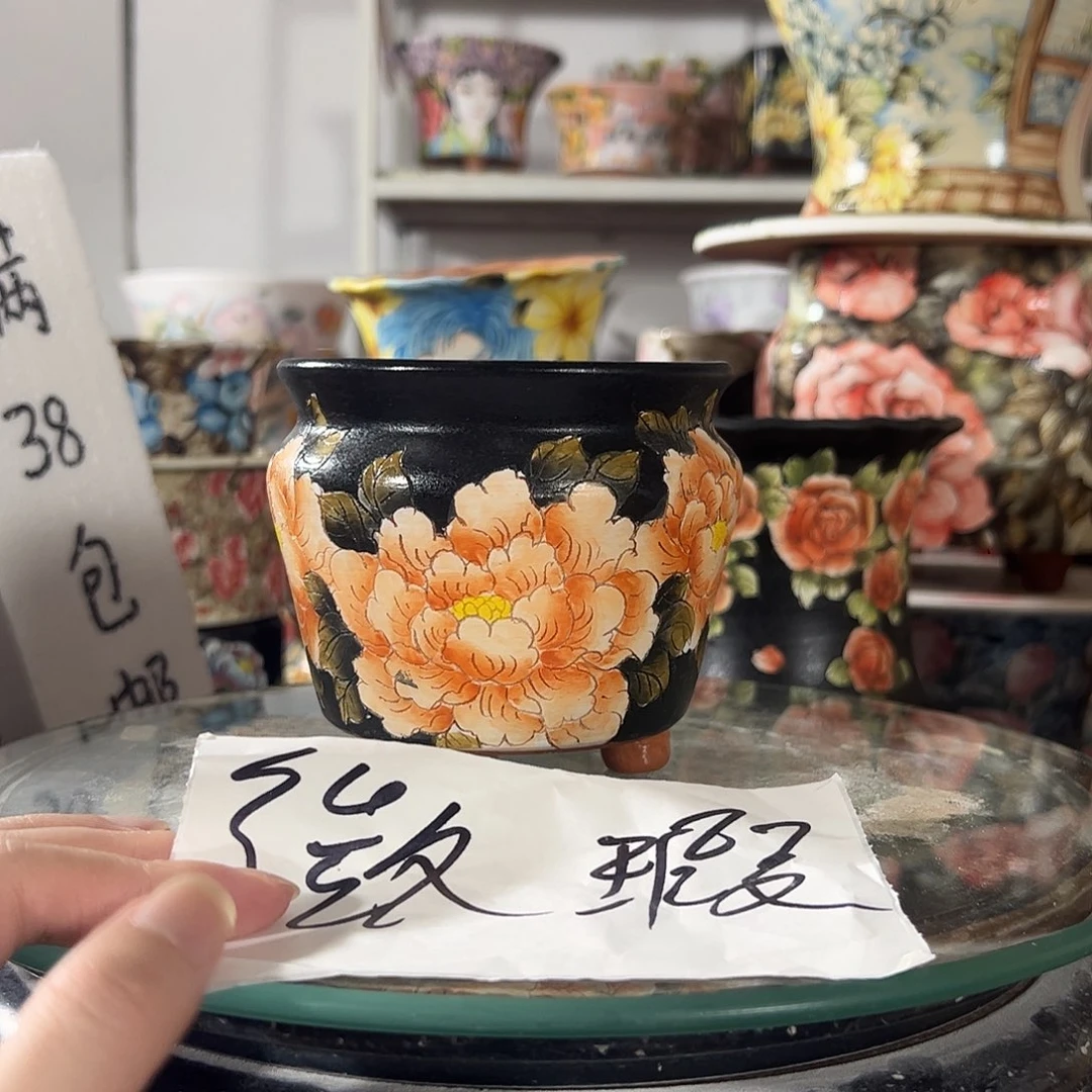景德镇手绘花盆幸运花盆