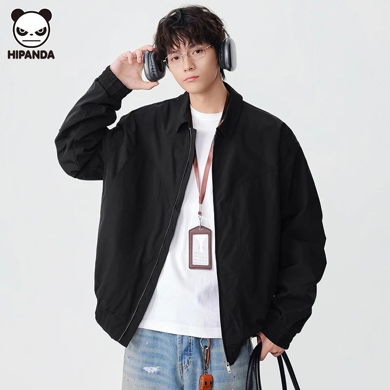 Hi Panda秋季爆款夹克帅气男生宽松百搭方领休闲风潮牌街头风外套