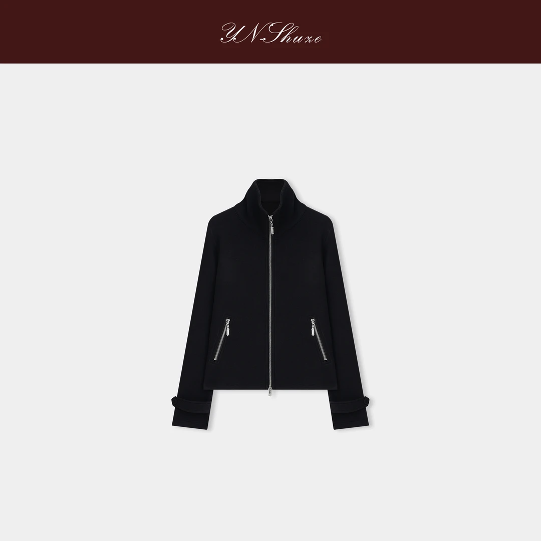 YN-SHUZE设计师秋冬立领长袖纯色外套上衣SZ-YNB-25136