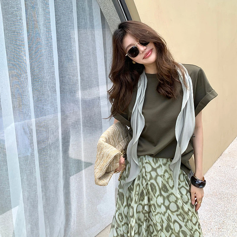 【ALONE SAVOR】龍喜儿 惹清欢 田园风垂感飘逸不规则褶皱t恤Z221