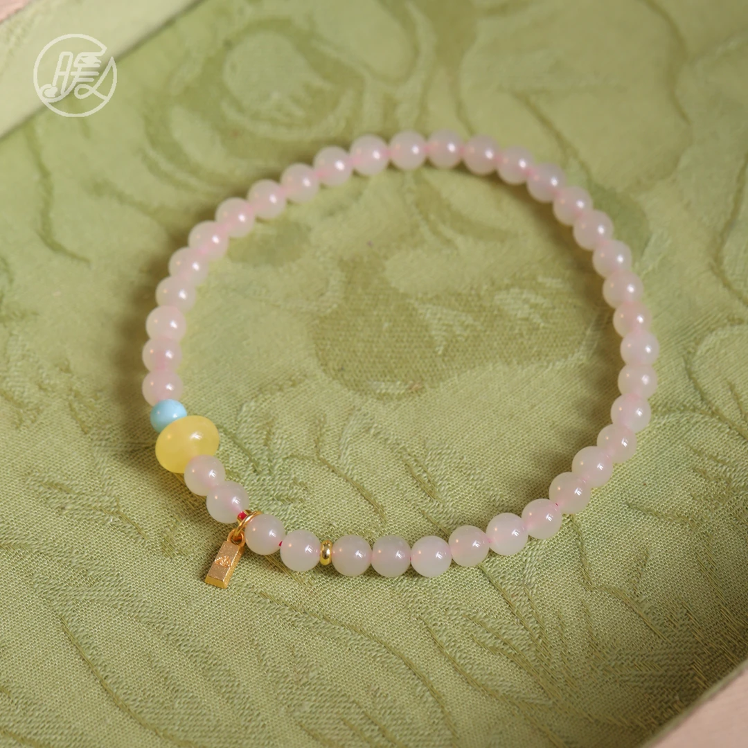 单圈和田玉手串4mm搭配小金条吊坠手链A7099多样性发一