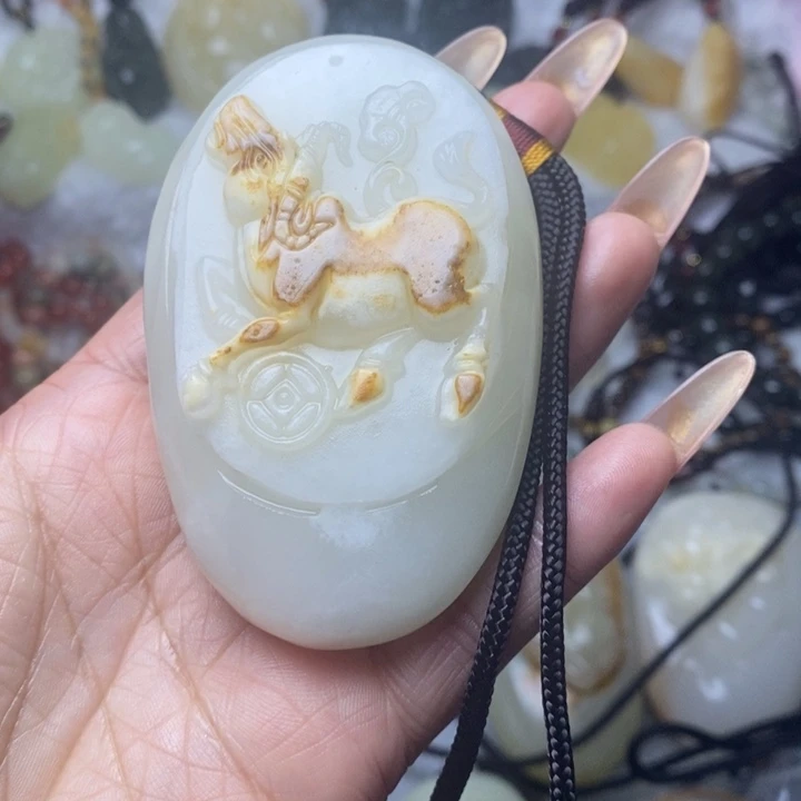 石材方解石玉手把件