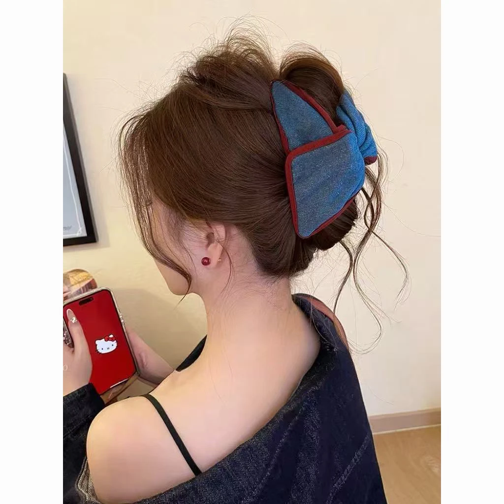 韩系撞色三角抓夹女高级感2025新款大号鲨鱼夹发夹后脑勺盘发头饰