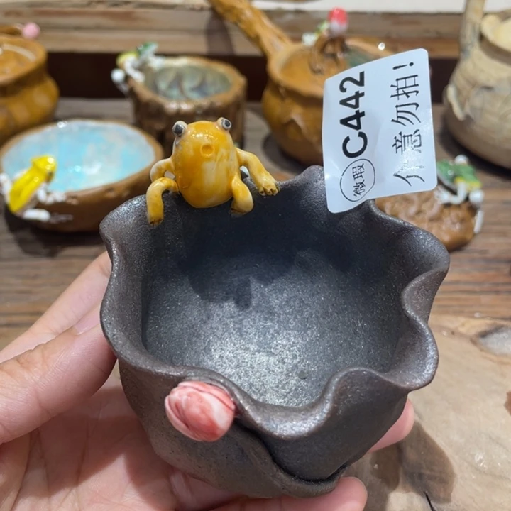 手工制作陶瓷茶具茶杯青蛙