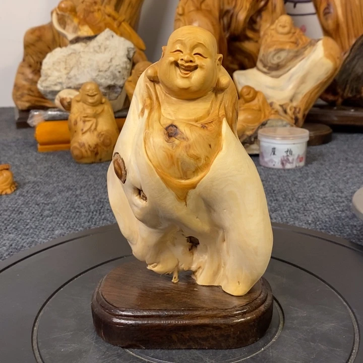 柏木（崖柏）弥勒佛摆件