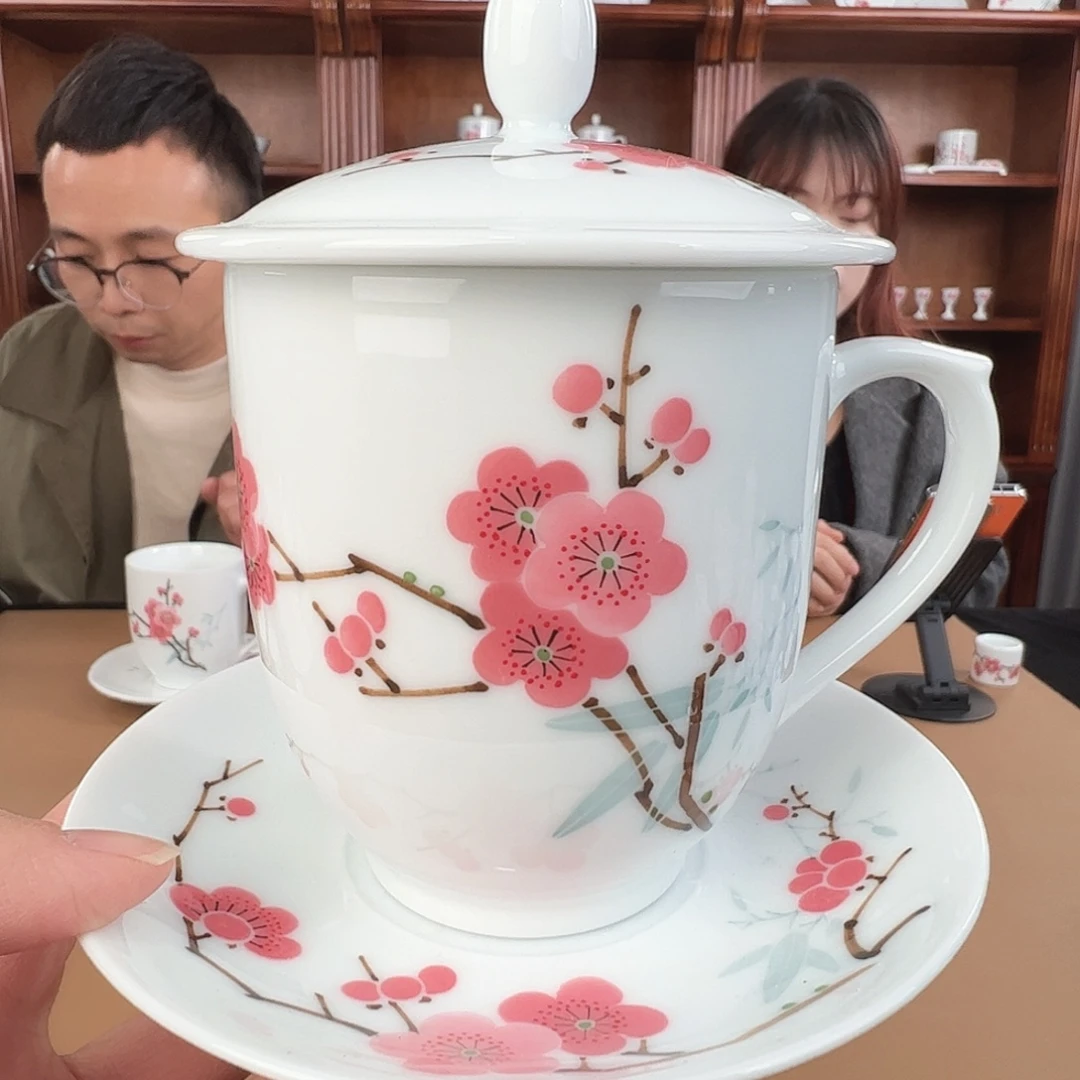 瓷翠竹红梅2号杯，茶福利款