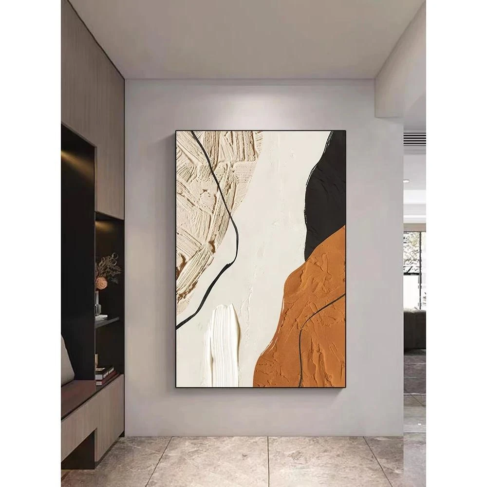 微喷装饰画抽象质感大地色大幅艺术客厅沙发微喷落地玄关画壁画