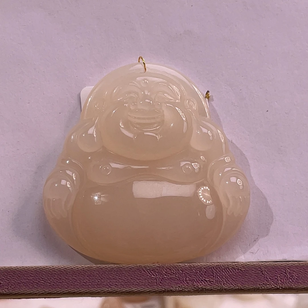 吊坠(不含链)未镶嵌和田玉藕粉冰底佛公47