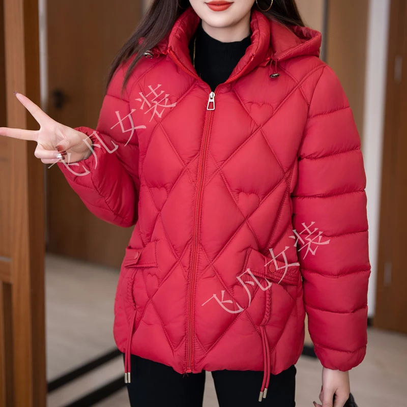 2025新款可拆卸连帽棉服女时尚加厚妈妈女士装显瘦遮肉棉衣