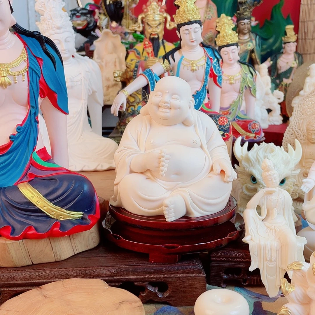 青***锋石材弥勒笑佛家居摆件
