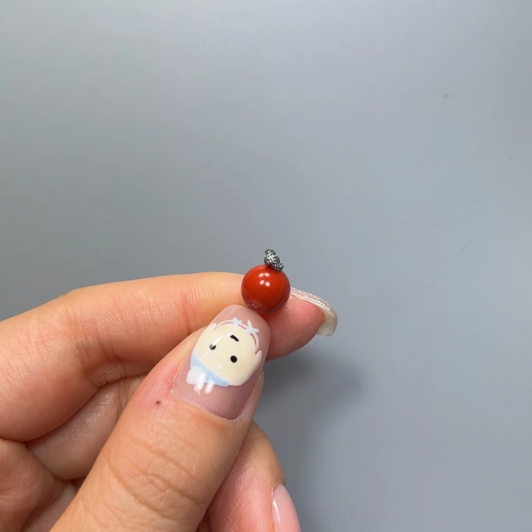 南红玛瑙柿子红圆珠单珠7.9mm阿东寨未镶嵌