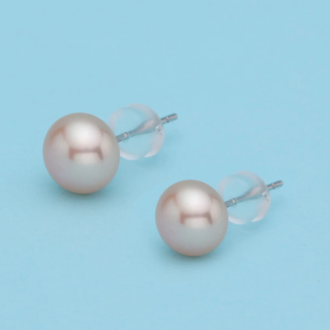 【源头】芈伽勒S925银中国红珍珠耳钉 C600【不含证书】