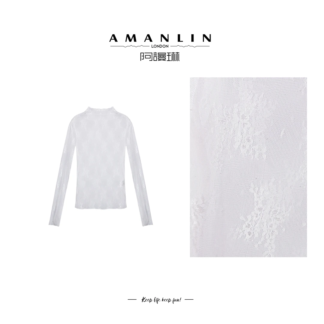 AMANLIN/阿谩琳【月织】春夏穿搭蕾丝高级感打底套头上衣F595121