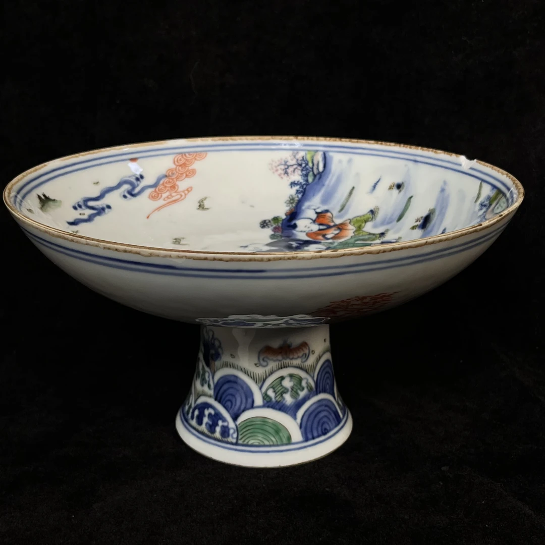 明代斗彩高足大盘