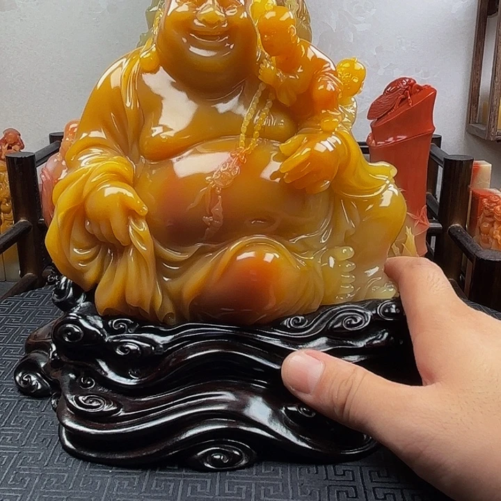 开***心寿山石寿山石弥勒摆件