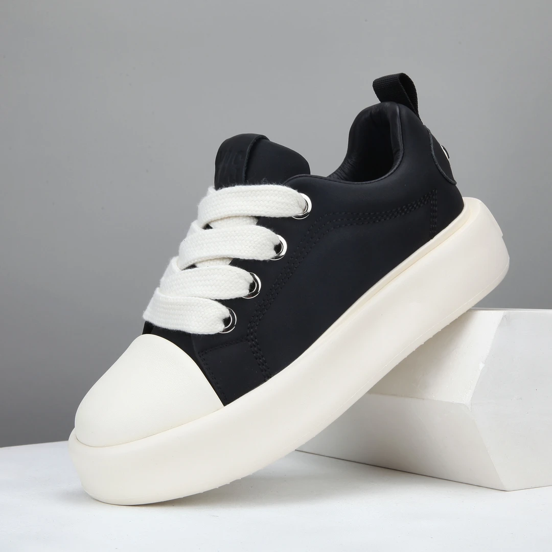 欧站男鞋2024秋冬真皮板鞋时尚百搭休闲鞋厚底小白鞋男面包鞋潮鞋