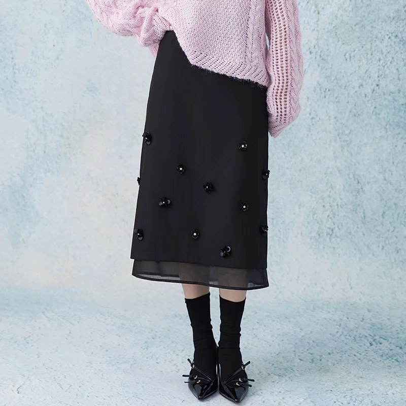 至漫 ZHIMAN 重工璀璨立体手工繁花钉珠半裙