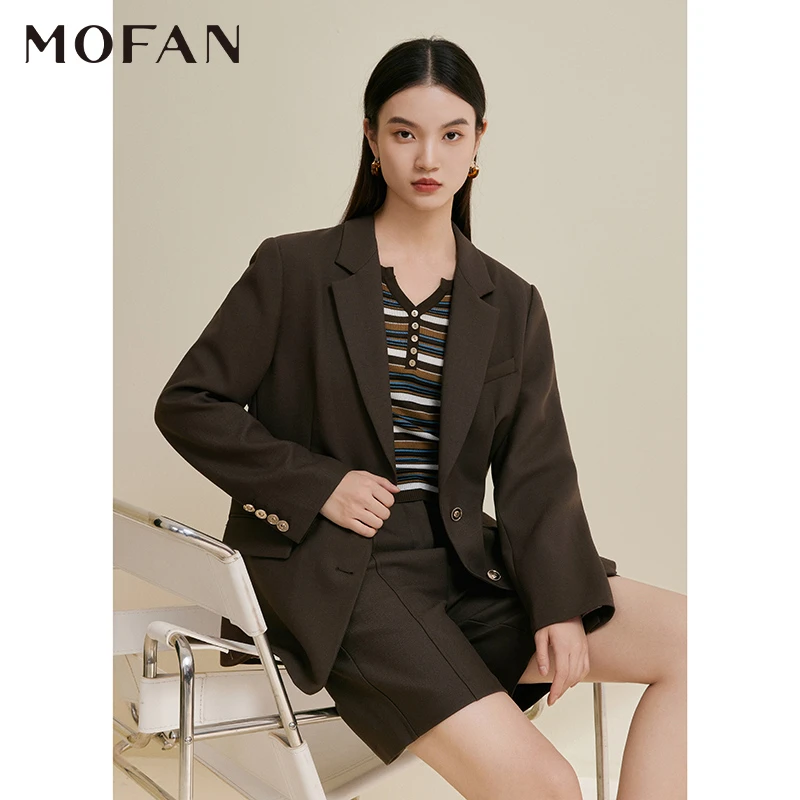 【小余专属】MOFAN摩凡春新款咖色西装MAU375463