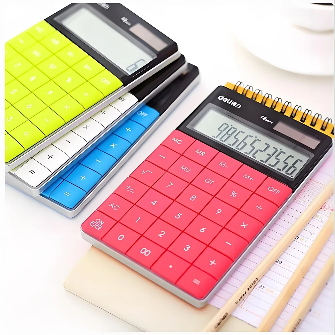 得力计算机平板彩色办公商务时尚计算器学生专用太阳能关机键1589