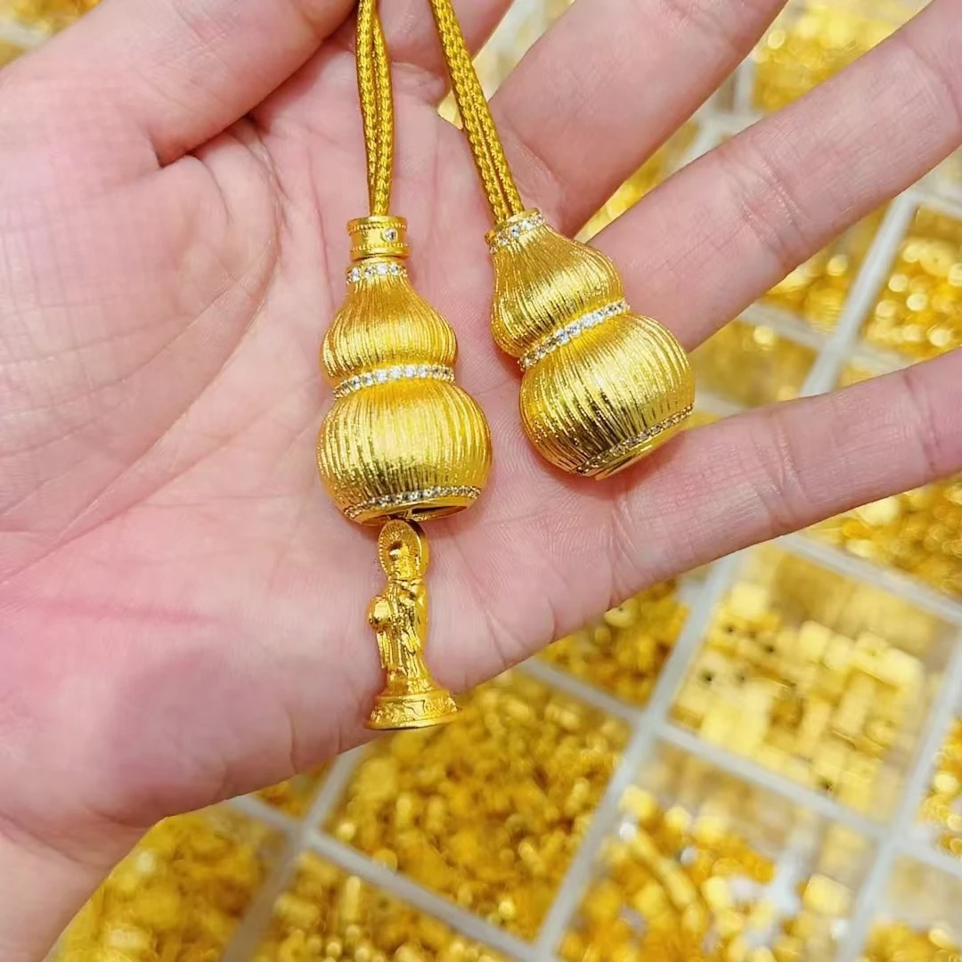 铜合金吊坠 福禄寿喜葫芦吊坠财神项链新中式国潮随身佛毛衣链女