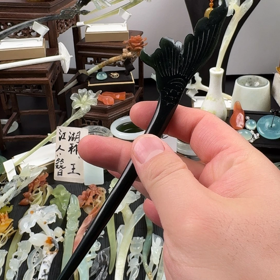 蛇纹石玉未镶嵌发饰