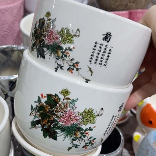 多肉绿植陶瓷花盆9.9包邮，有孔