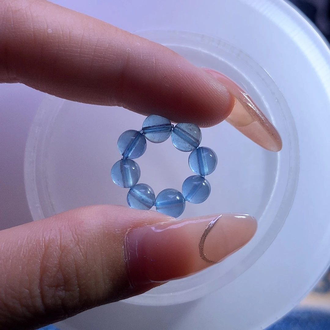 天然辰砂海蓝宝跑环