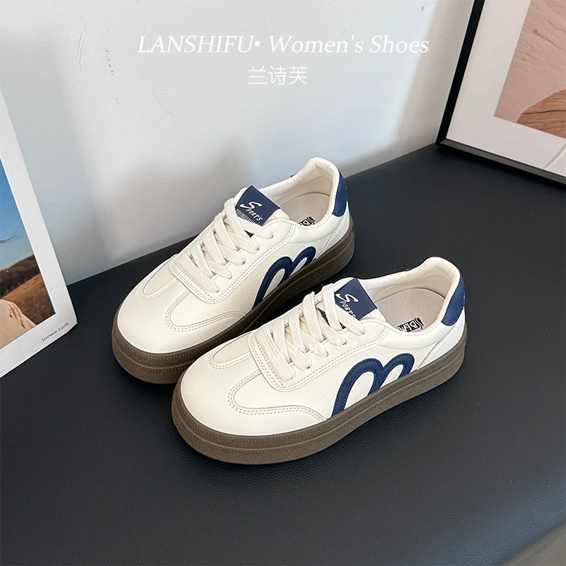☆兰诗芙★德训鞋女2025秋季新款鞋子增高女款百搭小白鞋爆款休闲鞋