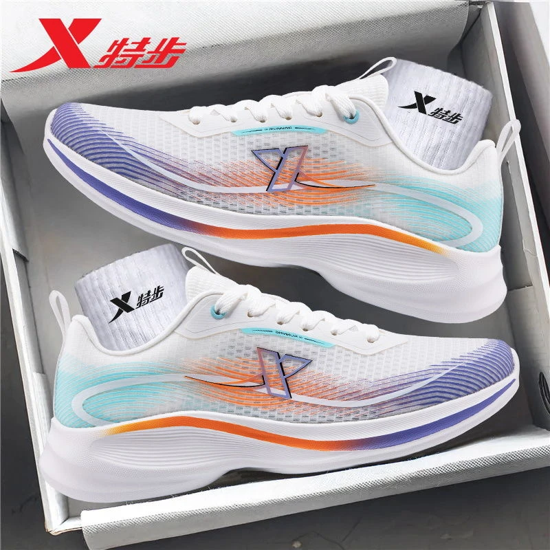 特步减震旋2025冬季新款耐磨运动鞋男鞋网面厚底专业跑步鞋子