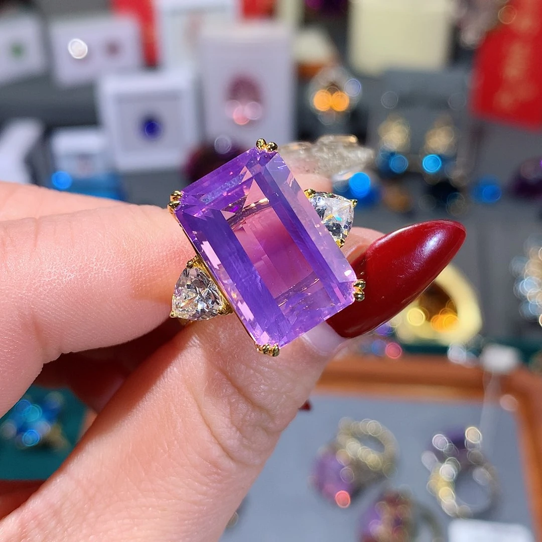 水晶戒指银S925镶嵌郁戒指