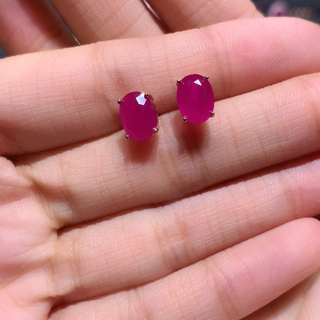 耳饰红宝石银S925镶嵌