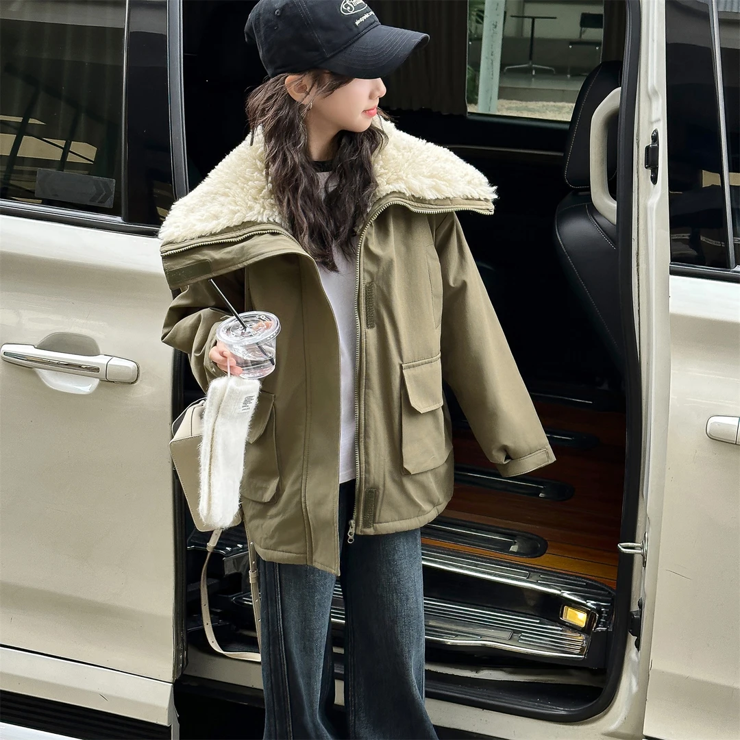 女童冬季加绒加厚派克服外套2025新款洋气时尚保暖中大童毛领风衣