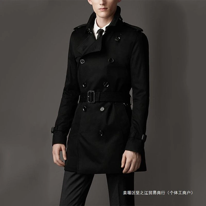 2025春秋新款风衣男士韩板潮流中长款青少年帅气外套商务休闲英伦