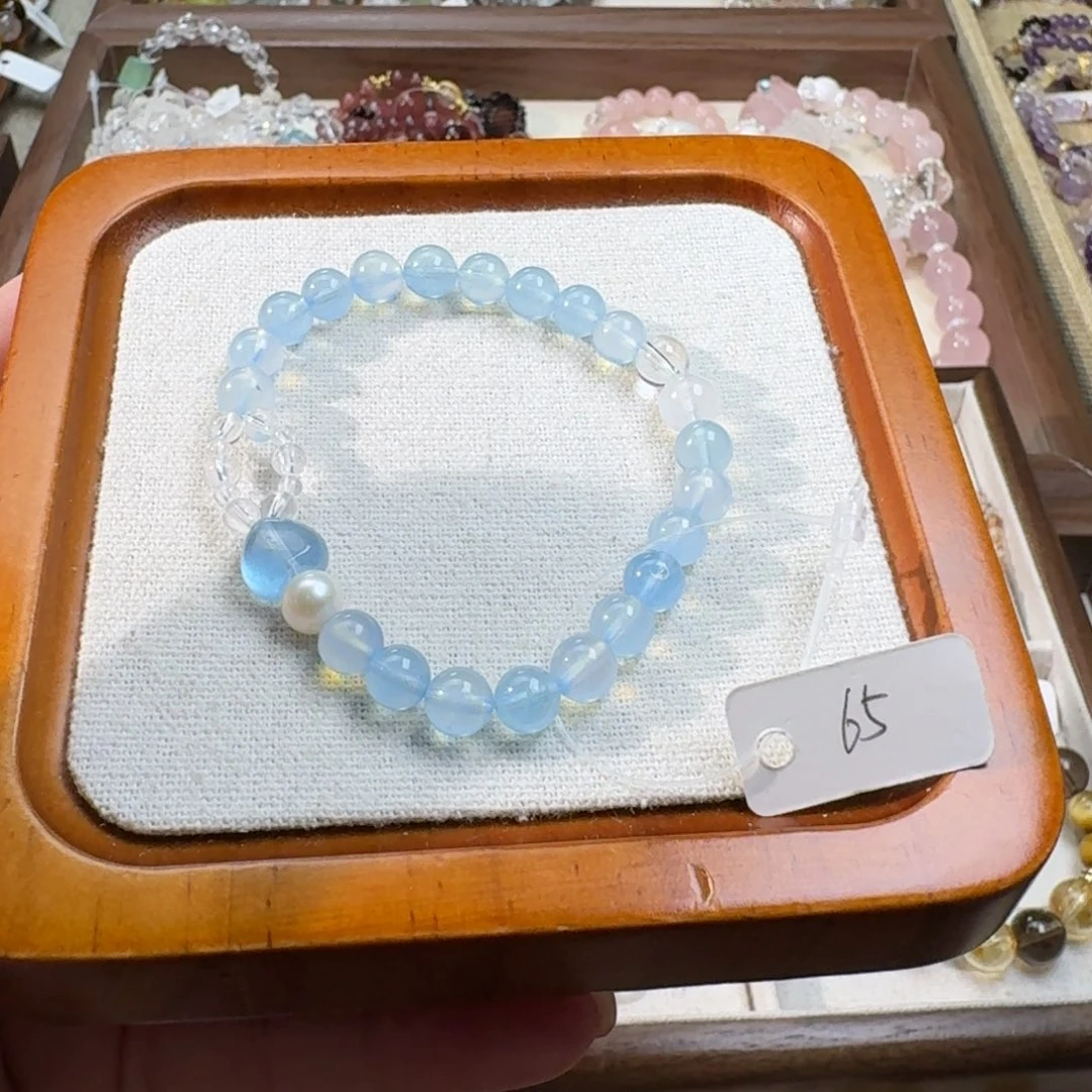 水晶手串未镶嵌海蓝宝