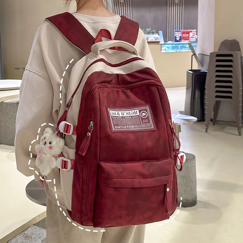 潮牌书包女初中生高中生大学生ins韩版双肩包女大容量休闲电脑包