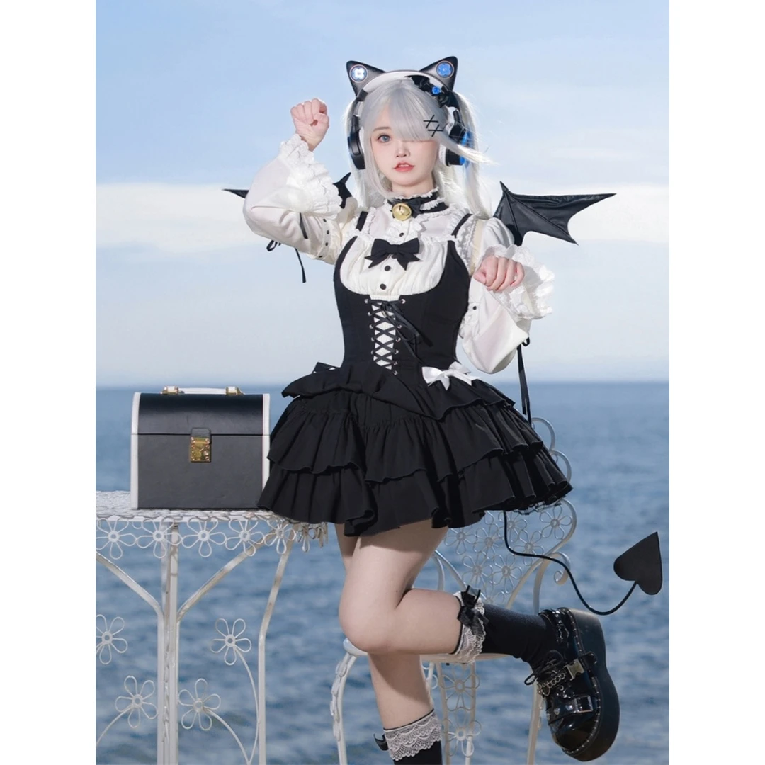 【Dear dolls】熊之原创Lolita摇滚芭蕾三段式jsk吊带裙+衬衫甜美